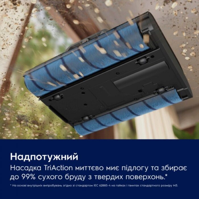 Пилосос Electrolux бездротовий, вологе прибирання, конт пил -0.57л, вода -0.65л, автон. робота до 80хв, вага-7.09кг, 2в1, синій