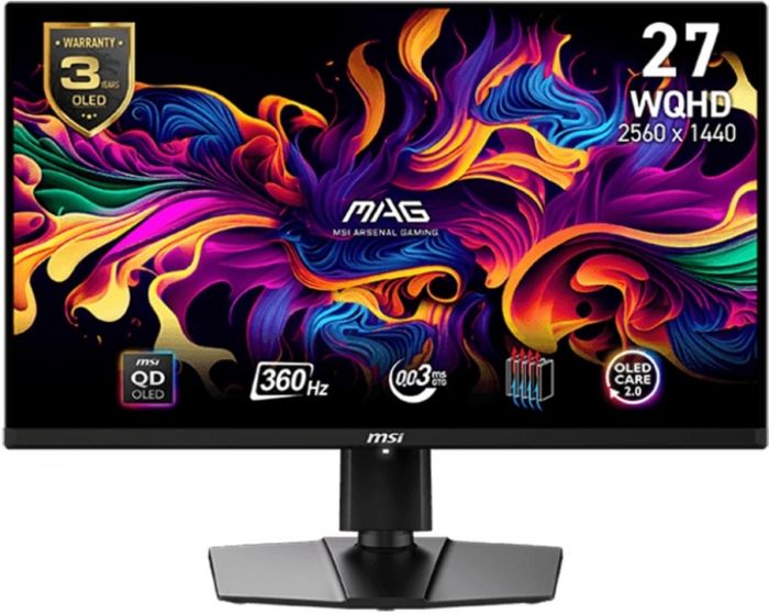 Монітор MSI 26.5" MAG 271QPX-QD-E2 2xHDMI, DP, USB-C, Audio, OLED, 2560x1440, 360Hz, 0.03ms, DCI-P3 99%, AdaptiveSync, HAS, HDR400