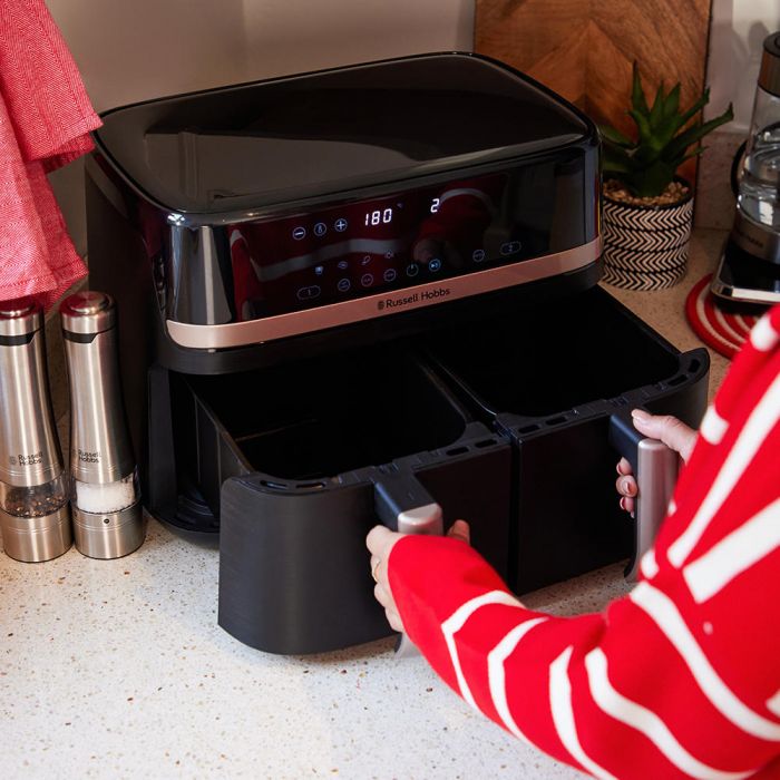 Мультипіч Russell Hobbs Satis Fry DualBaske 2800Вт, чаша-4.5/4.5л, сенсорне управл., 9 авто. программ, пластик, чорний