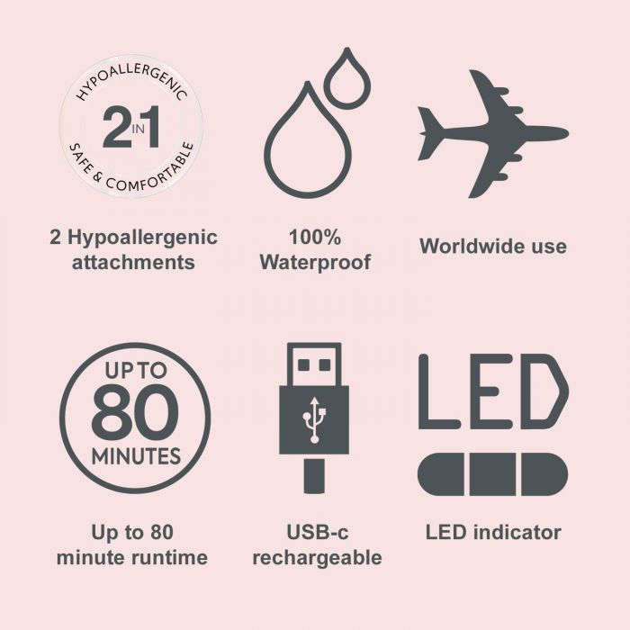 Тример Remington, для носа та вухі бороди , мережа+акум., насадок-2, сталь, рожевий