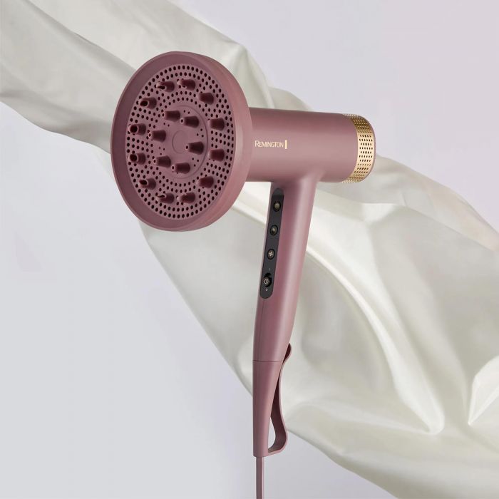Фен Remington AIRvive, 1600Вт, 3 режими, дифузор, іоніз-я, хол. обдув, фіолетово-золотий
