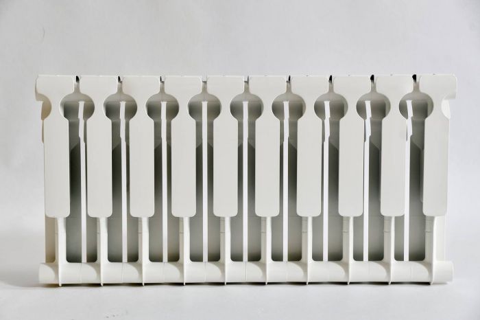 Радіатор біметалевий AAA 350/80 10 секции 406х78.5х80мм боковое підкл. 1250 Вт білий