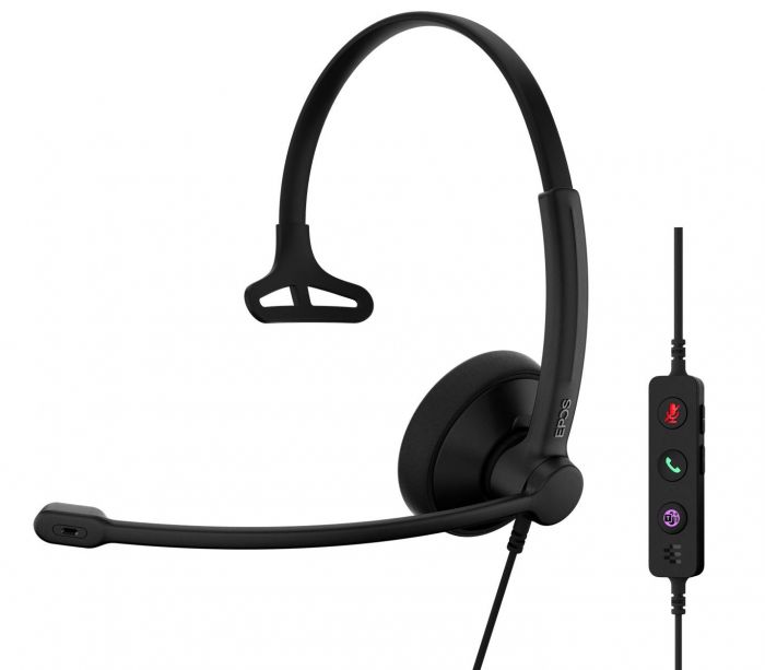 Гарнітура комп'ютерна моно On-Ear EPOS IMPACT 100 MS, USB C + A, Microsoft Teams, односпрямований, 2м, Чорний