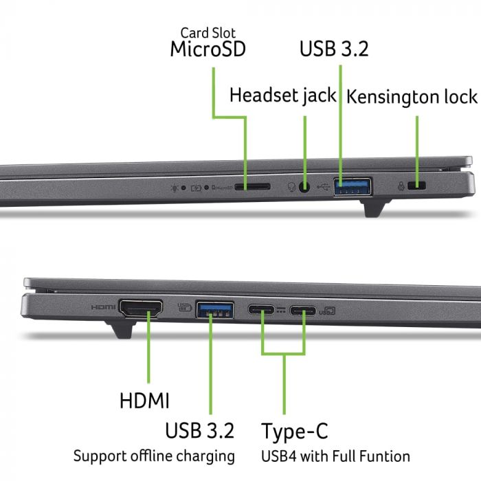 Ноутбук Acer Aspire 16 A16-61M 16" WUXGA+ OLED, AMD R5-340, 32GB, F1TB, UMA, Lin, сірий
