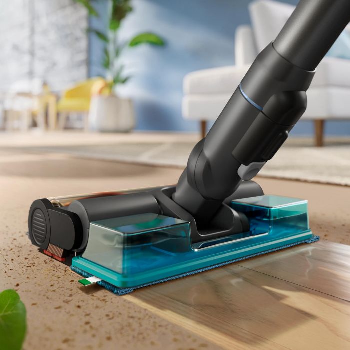 Пилосос Philips безпровідний Aqua Series 7000, вологе прибирання, конт пил -0.6л, автон. робота до 80хв, LED підствітка, турборежим, чорно-блакитний