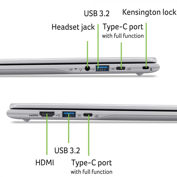 Ноутбук Acer Chromebook CB315-6H 15" FHD IPS, Intel P N250, 8GB, F128GB, UMA, ChromeOS, сріблястий