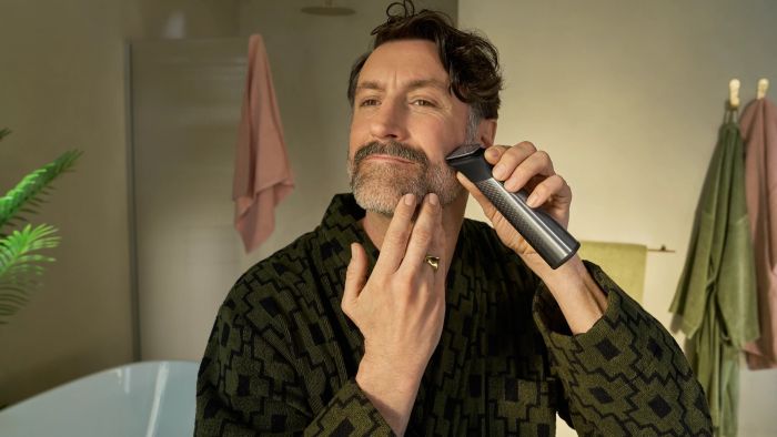 Тример Philips Series 9000, для бороди, голови та тіла, насадок-15, OneBlade в компл., сталь, сірий