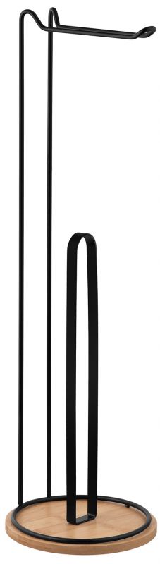 Тримач для туалетного паперу Ardesto Minimalism 16.5х16.5х55см, метал, бамбук, чорний