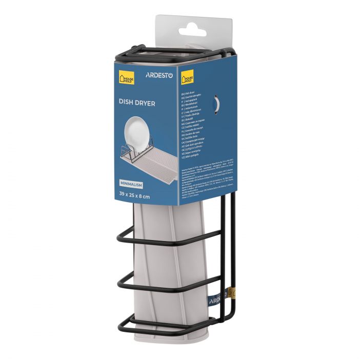 Сушарка для посуду з підставкою Ardesto Minimalism 39х25х8см, силікон, метал, сірий
