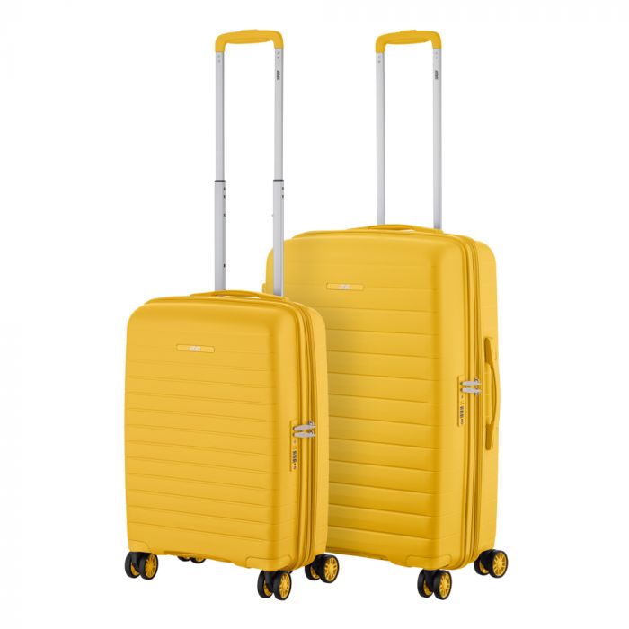 Набір валіз 2E, Aero, поліпропілен, (M+S), TSA, 4 колеса, EXP, бурштиново-жовтий