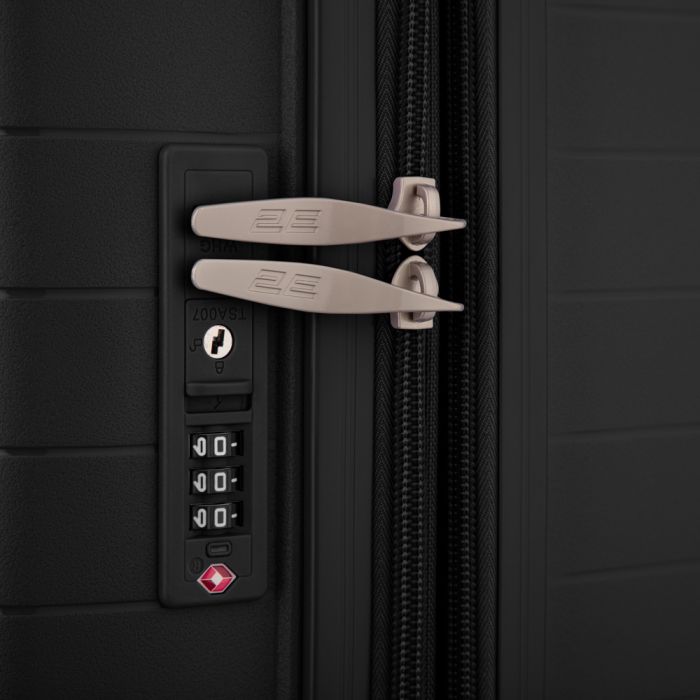 Набір валіз 2E, Aero, поліпропілен, (M+S), TSA, 4 колеса, EXP, чорний