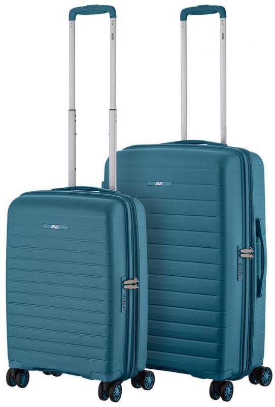 Набір валіз 2E, Aero, поліпропілен, (M+S), TSA, 4 колеса, EXP, синій