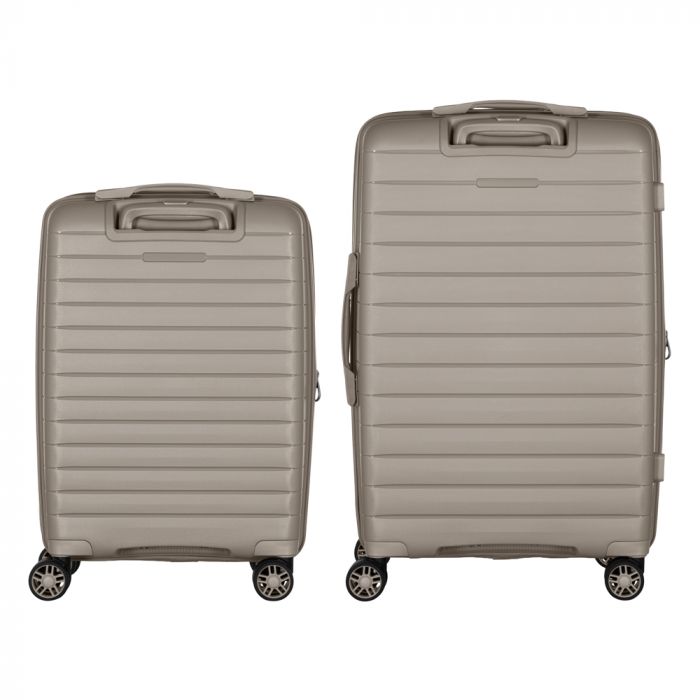 Набір валіз 2E, Aero, поліпропілен, (M+S), TSA, 4 колеса, EXP, сіро-коричневий