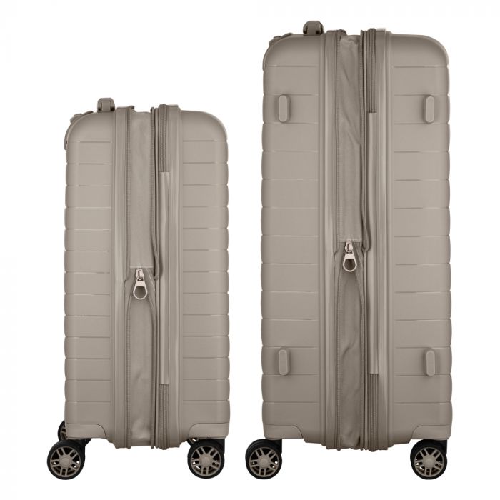 Набір валіз 2E, Aero, поліпропілен, (M+S), TSA, 4 колеса, EXP, сіро-коричневий