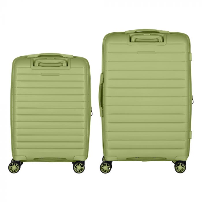 Набір валіз 2E, Aero, поліпропілен, (M+S), TSA, 4 колеса, EXP, оливково-зелений