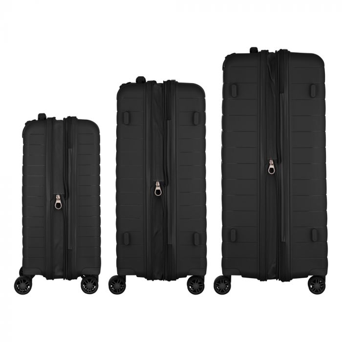 Набір валіз 2E, Aero, поліпропілен, (L+M+S), TSA, 4 колеса, EXP, чорний