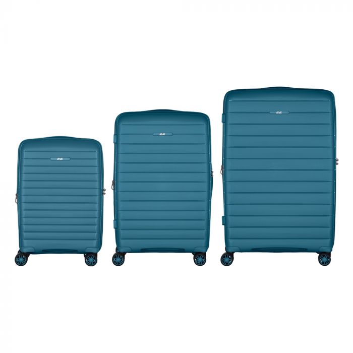Набір валіз 2E, Aero, поліпропілен, (L+M+S), TSA, 4 колеса, EXP, синій