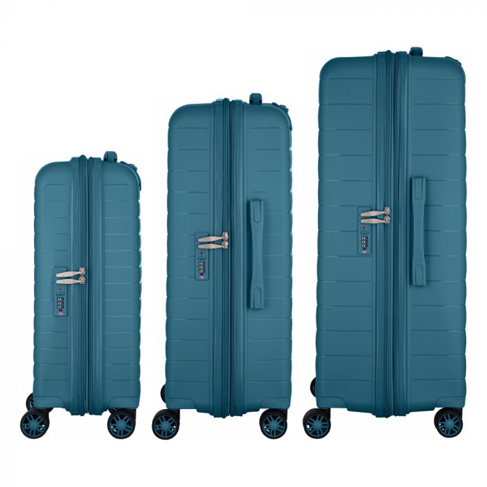 Набір валіз 2E, Aero, поліпропілен, (L+M+S), TSA, 4 колеса, EXP, синій