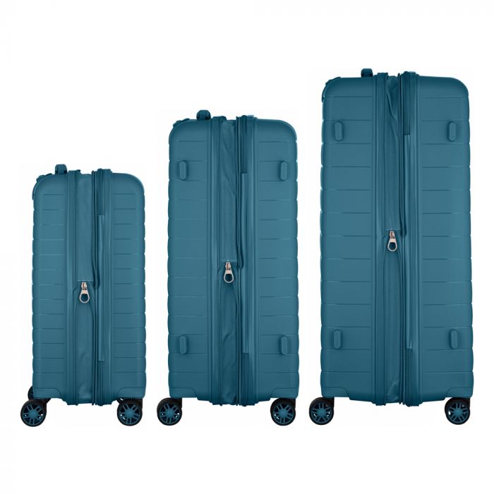 Набір валіз 2E, Aero, поліпропілен, (L+M+S), TSA, 4 колеса, EXP, синій