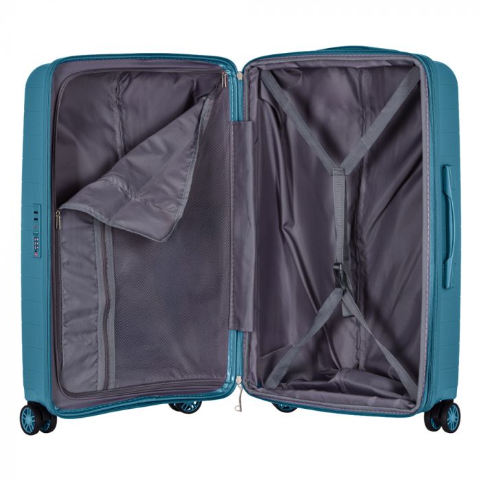 Набір валіз 2E, Aero, поліпропілен, (L+M+S), TSA, 4 колеса, EXP, синій