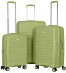 Набір валіз 2E, Aero, поліпропілен, (L+M+S), TSA, 4 колеса, EXP, оливково-зелений