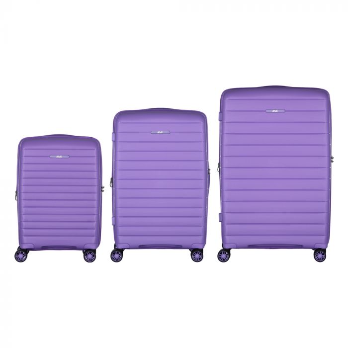 Набір валіз 2E, Aero, поліпропілен, (L+M+S), TSA, 4 колеса, EXP, лавандовий