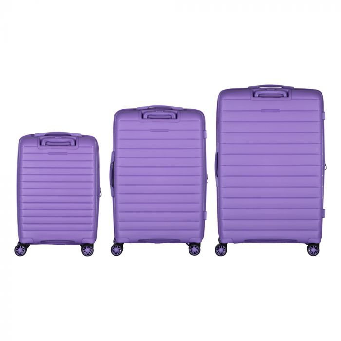 Набір валіз 2E, Aero, поліпропілен, (L+M+S), TSA, 4 колеса, EXP, лавандовий