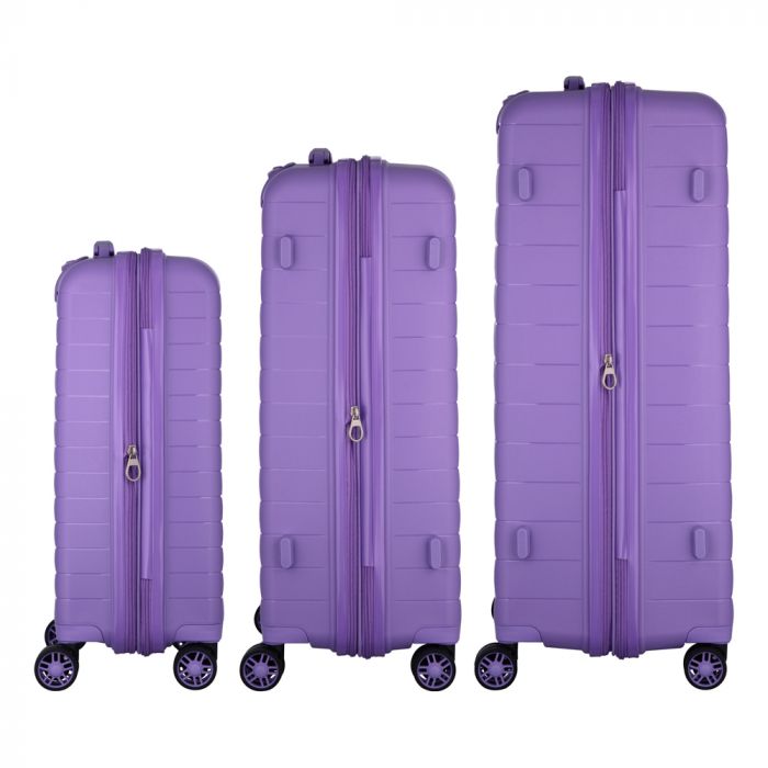 Набір валіз 2E, Aero, поліпропілен, (L+M+S), TSA, 4 колеса, EXP, лавандовий