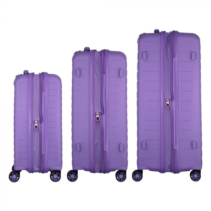 Набір валіз 2E, Aero, поліпропілен, (L+M+S), TSA, 4 колеса, EXP, лавандовий