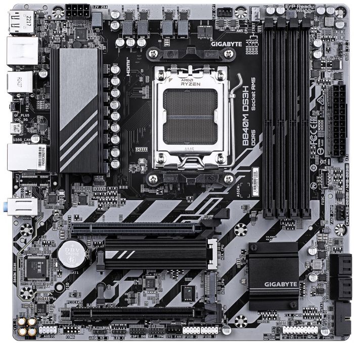 Материнська плата GIGABYTE B840M DS3H sAM5 B840 4xDDR5 M.2 HDMI DP mATX