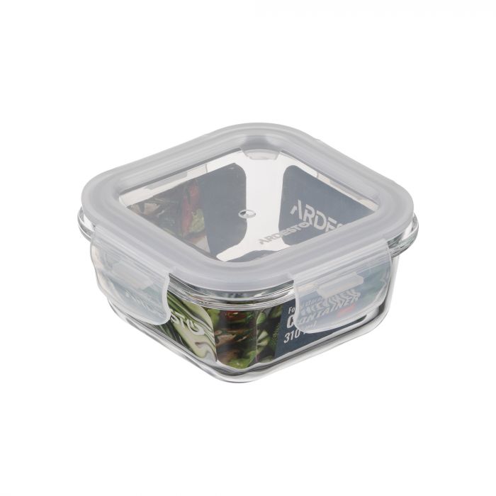 Контейнер для зберігання харчових продуктів Ardesto Gemini 0.31л, боросилікатне скло, пластик, квадратний, прозорий