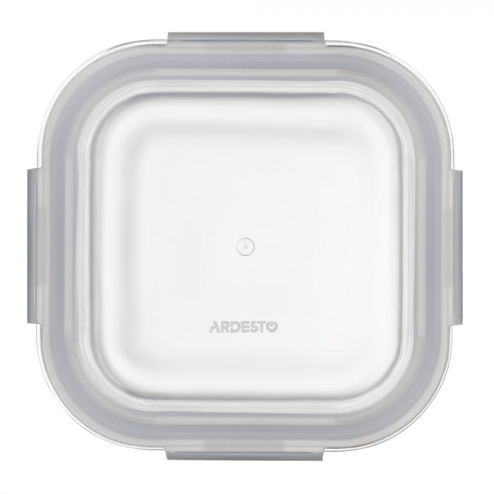 Контейнер для зберігання харчових продуктів Ardesto Gemini 0.8л, боросилікатне скло, пластик, квадратний, прозорий
