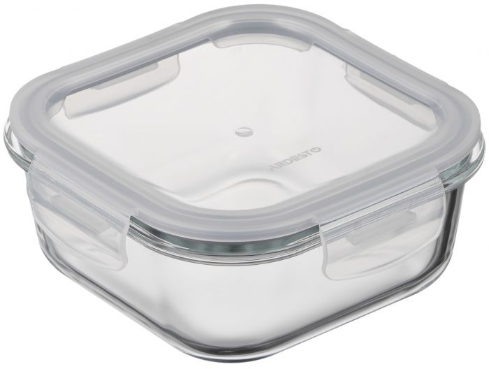 Контейнер для зберігання харчових продуктів Ardesto Gemini 0.8л, боросилікатне скло, пластик, квадратний, прозорий