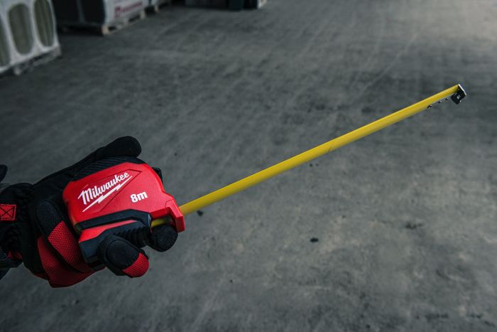 Рулетка Milwaukee Pro Compact, 8мх25мм, з фіксатором змотування, АБС-пластик