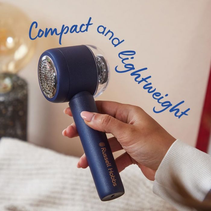 Машинка для видалення катишків Russell Hobbs, велика площа лез. 90 хв. роботи на одному заряді, USB, синий