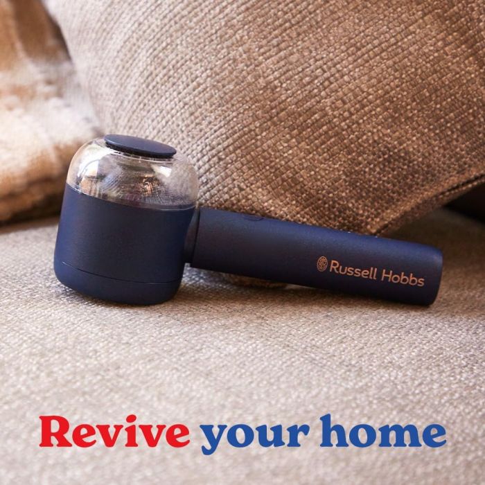 Машинка для видалення катишків Russell Hobbs, велика площа лез. 90 хв. роботи на одному заряді, USB, синий