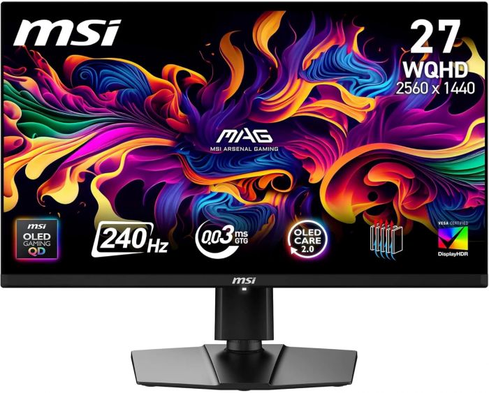 Монітор MSI 26.5" MAG 271QP-QD-X24 2xHDMI, DP, Audio, OLED, 2560x1440, 240Hz, 0.03ms, DCI-P3 99%, AdaptiveSync, HAS, HDR400