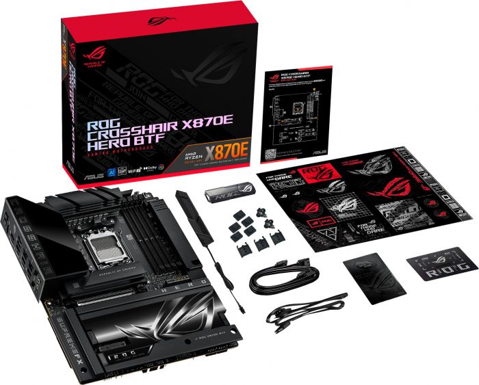 Материнcька плата ASUS ROG CROSSHAIR X870E HERO BTF sAM5 X870E 4xDDR5 M.2 HDMI WiFi BT ATX приховане підключення роз'ємів