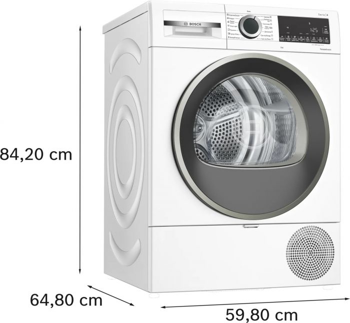 Сушильна машина Bosch тепловий насос, 9кг, A++, 61см, дисплей, білий