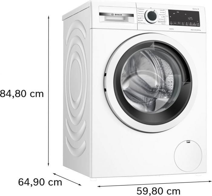 Прально-сушильна машина Bosch фронтальна, 8(5)кг, 1400, E, 59см, дисплей, білий
