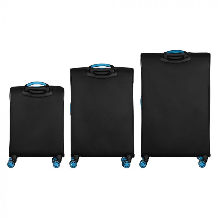 Набір валіз 2E, Trek, (L+M+S), TSA, 4 колеса, + 3 рюкзаки Cabin (2E-BPET-CABIN-BK), поліестр, чорний