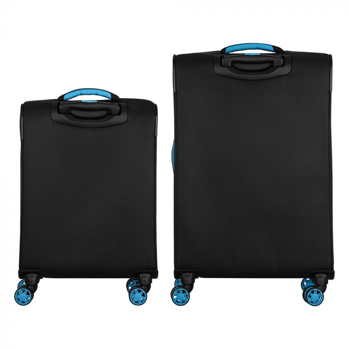 Набір валіз 2E, Trek, (M+S), TSA, 4 колеса, + 2 рюкзаки Cabin (2E-BPET-CABIN-BK), поліестр, чорний