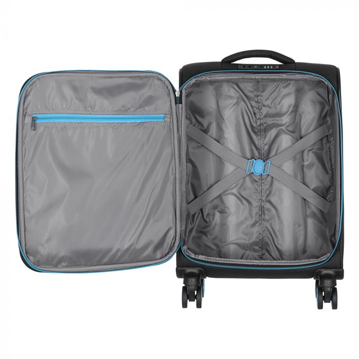 Набір валіз 2E, Trek, (M+S), TSA, 4 колеса, + 2 рюкзаки Cabin (2E-BPET-CABIN-BK), поліестр, чорний