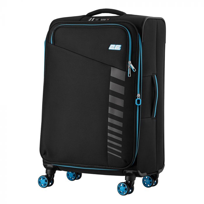 Валіза 2E, Trek, поліестер, середня, 64/78л, TSA, 4 колеса, EXP, чорний