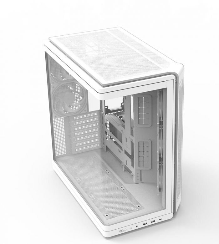 Корпус Zalman P60 без БЖ, 2xUSB3.0, 1x Type C, 3x120мм ARGB Reverse, 2x120мм ARGB, VGA 435мм, LCS ready, Curved Tempered Glass, Dual Chamber, ATX, білий