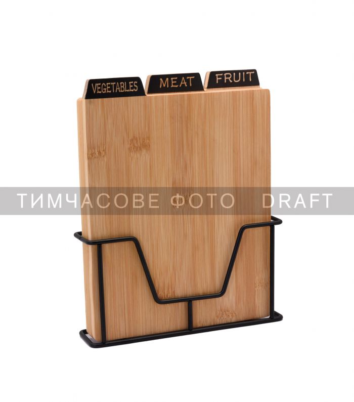 Набір дошок кухонних на підставці Ardesto Midori, 3шт, 23.5х7.5х27см, бамбук, метал