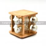 Набір ємностей для спецій на підставці Ardesto Midori, 9 предметів, 80мл, 19x19x15.5см, бамбук, нержавіюча сталь, скло, пластик