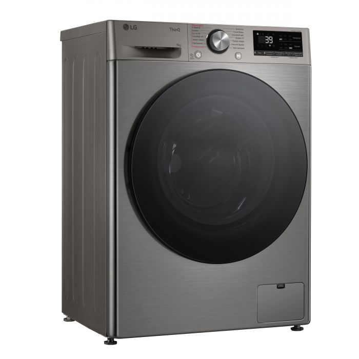 Пральна машина LG фронтальна, 9кг, 1200, A, 48см, дисплей, пара, інвертор, сріблястий