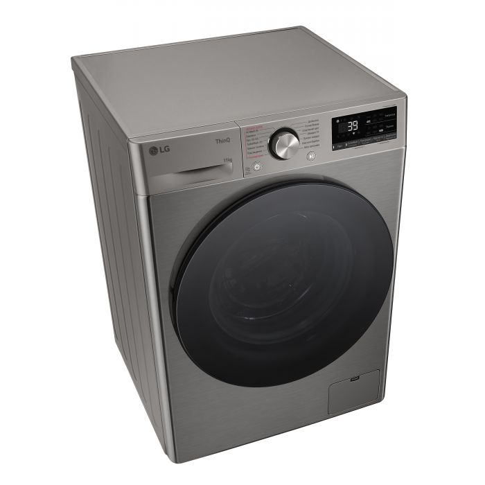 Пральна машина LG фронтальна, 11кг, 1400, A, 57см, дисплей, пара, інвертор, сріблястий