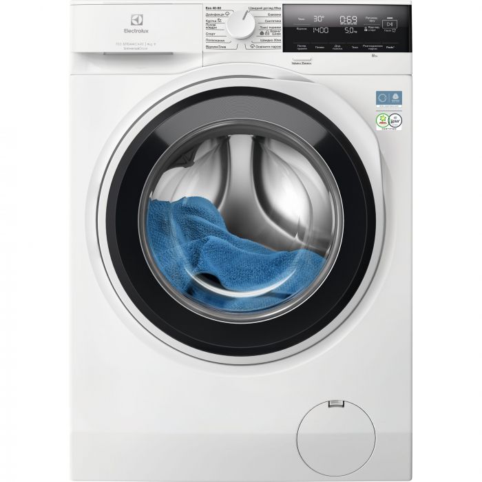 Пральна машина Electrolux фронтальна, 9кг, 1400, A, 60см, дисплей, пара, інвертор, universaldose, білий